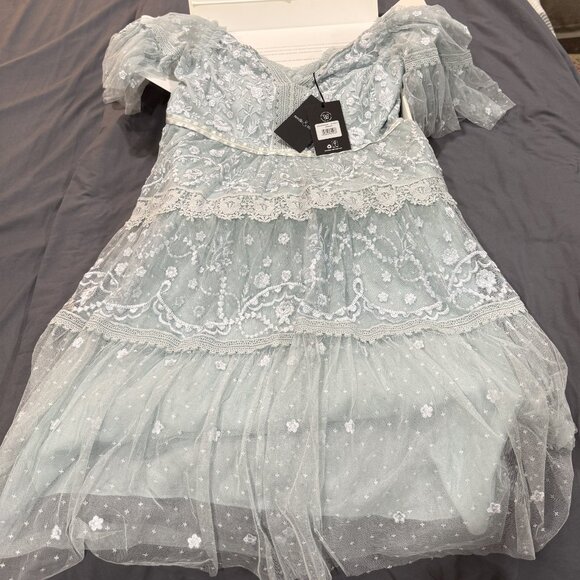 NWT Needle & Thread Spearmint Lace Tulle Dress Sz 10 Original Box Spring Summer - Picture 6 of 7